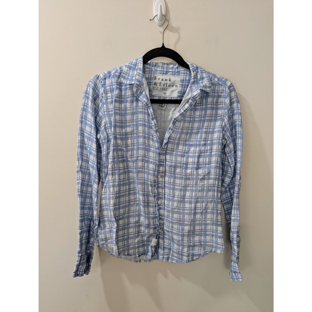 Frank & Eileen Blue Check Linen Button Down Shirt